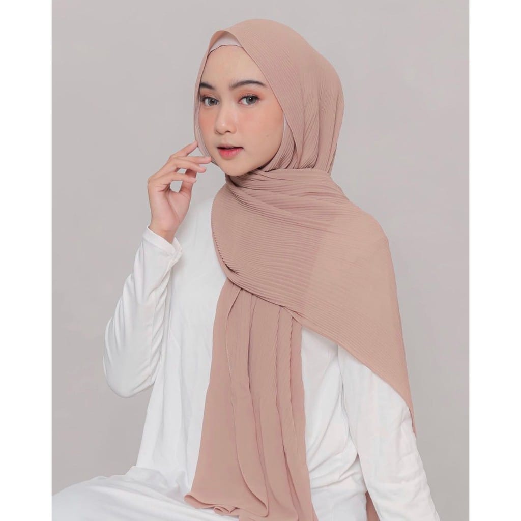 Krudung panjang Pashmina Plisket Bahan hyget/ Jilbab Plisket Lidi hyget Premium