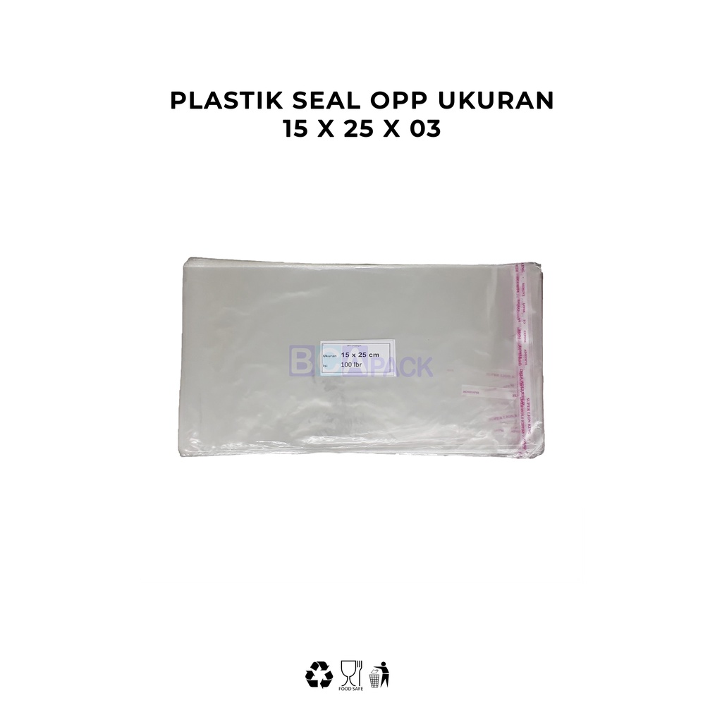 

PLASTIK SEAL OPP 15 X 25 X 03 - PLASTIK KEMASAN BENING ISI 100 LEMBAR