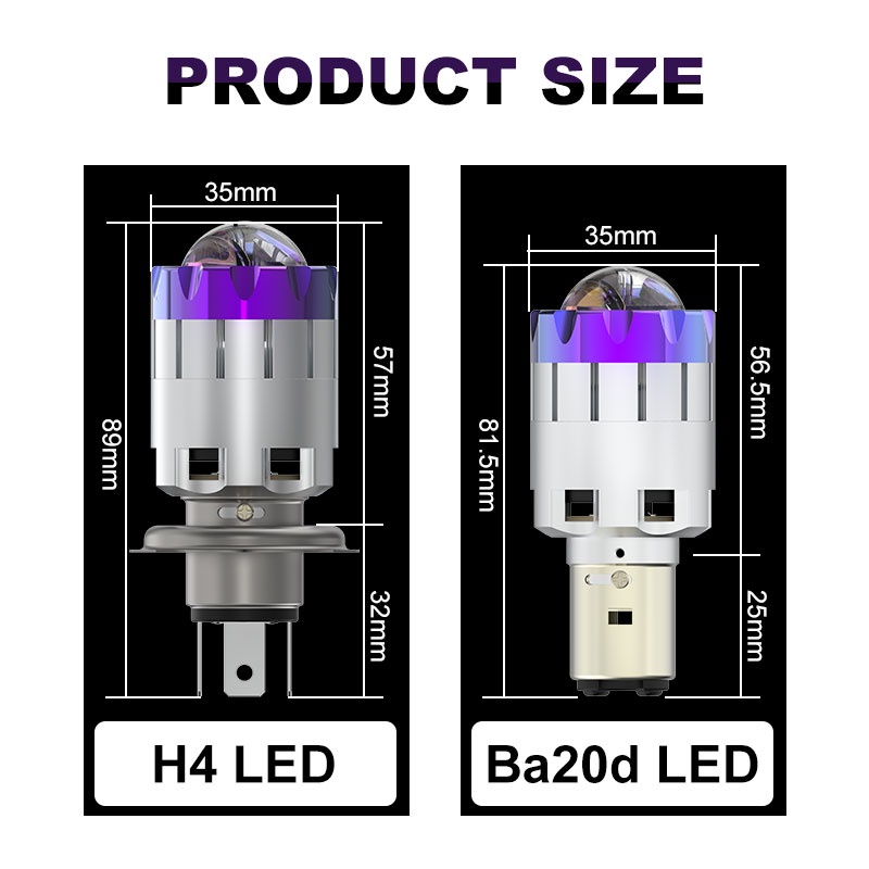 1pc Lampu Depan LED H4 BA20D 3000K 6000K HS1 Untuk Motor Skuter