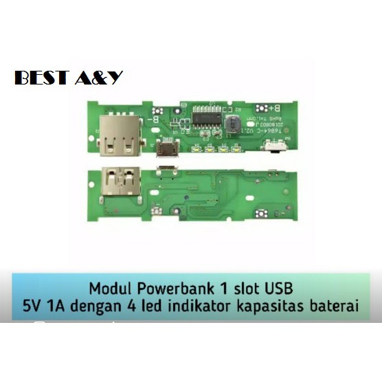 Modul Powerbank Cas 1 Slot USB 5V 1A 4 LED Indikator Kapasitas Baterai Proteksi