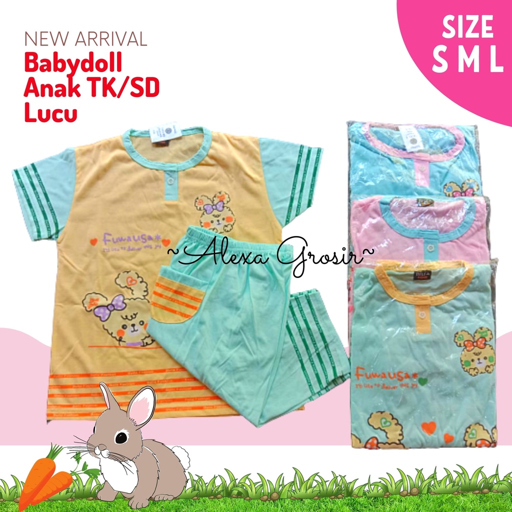 Babydoll anak Cute Rabbit Bella Fuwausa size S M L - ALEXA GROSIR