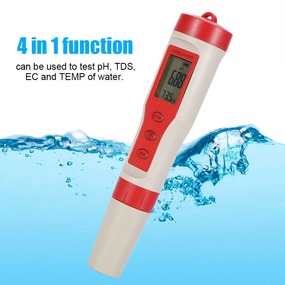 ✫〖ready to ship/COD〗✫ 4 in 1 PH / EC / TDS / TEMP Meter Uji Digital LCD Monitor Kualitas Air