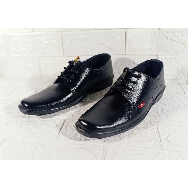 TL01 Sepatu Pantofel Formal Pria Hitam Sepatu Kantor Tali