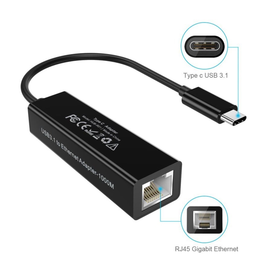 Usb 3.1 type-c to Lan rj45 choetech gigabit 1Gbps ethernet adapter network Hub-R01 r-01