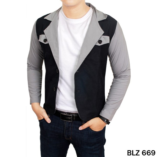 Jeans Blazers For Male Streetch Hitam Kombinasi – BLZ 669