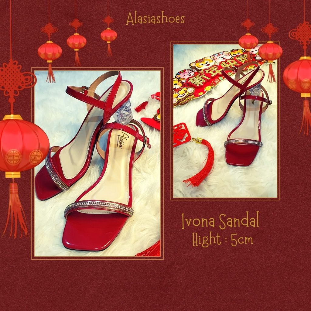SANDAL WANITA HIGH HEELS KACA 5CM TERBARU-ALASIA IVONA HEELS