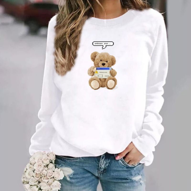 baju lengan panjang TEDDY BEAR wanita kaos Distro keren dan Trendy kekinian / kaos terlaris