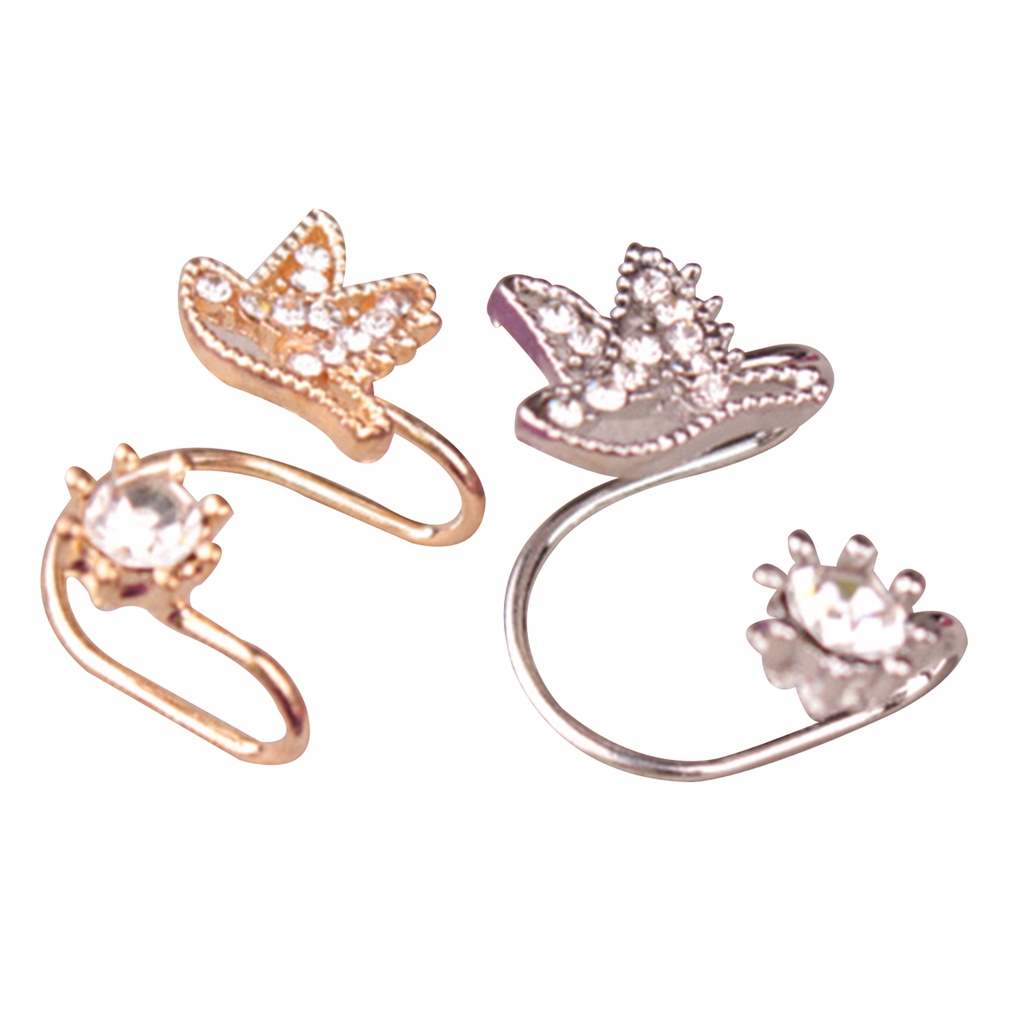 Hu Hu Hu Hu Hu Alat Bantu Pasang Kacamata♡ 1 Pc Anting Klip Bahan Alloy Bentuk Brid Aksen Berlian Imitasi Untuk Wanita