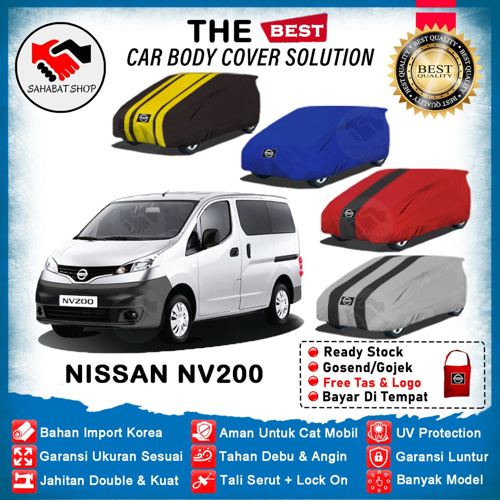 Sahabat Body Cover Mobil NV200 / Sarung Penutup Nissan NV200 Outdoor 2010 2011 2012 2013 2014 2016 / Selimut Mantel Tutup Mantol Jas Pelindung Kerudung Kerodong Kelambu Terpal Mobil Anti Air Waterproof Model Biru