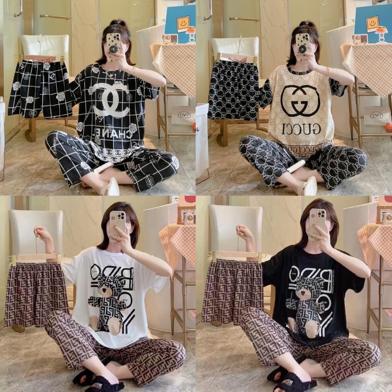 NEW ARRIVAL!!! Ready Stock!!! Piyama 3 in 1 / Baju Tidur Import / Baju Kualitas Premium / Piyama Lengan Pendek / Baju Tidur 3 in 1 / Baju Tidur Kekinian