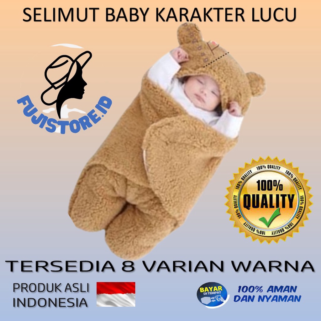 bedong bayi/bedongan bayi jumbo/selimut bayi karakter/blanket baby/selimut bulu/Selimut Bayi Topi Bo