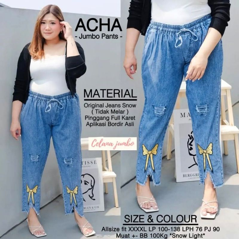 celana boyfriend jeans celana bordil terbaru xxxxl super jumbo BB 100kg