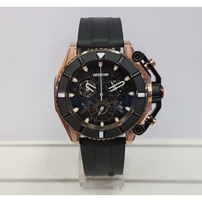 Jam Tangan Expedition EXP E3009M Blk / Rose Gold Original