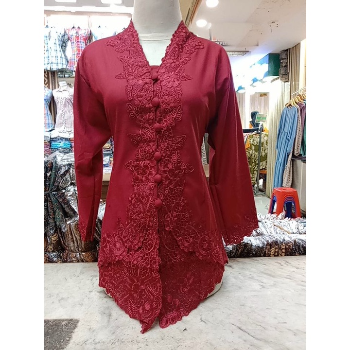 Kebaya Encim Bordir Senada / Kebaya Encim Polos / Kebaya Bordir Senada Lengan 7/8