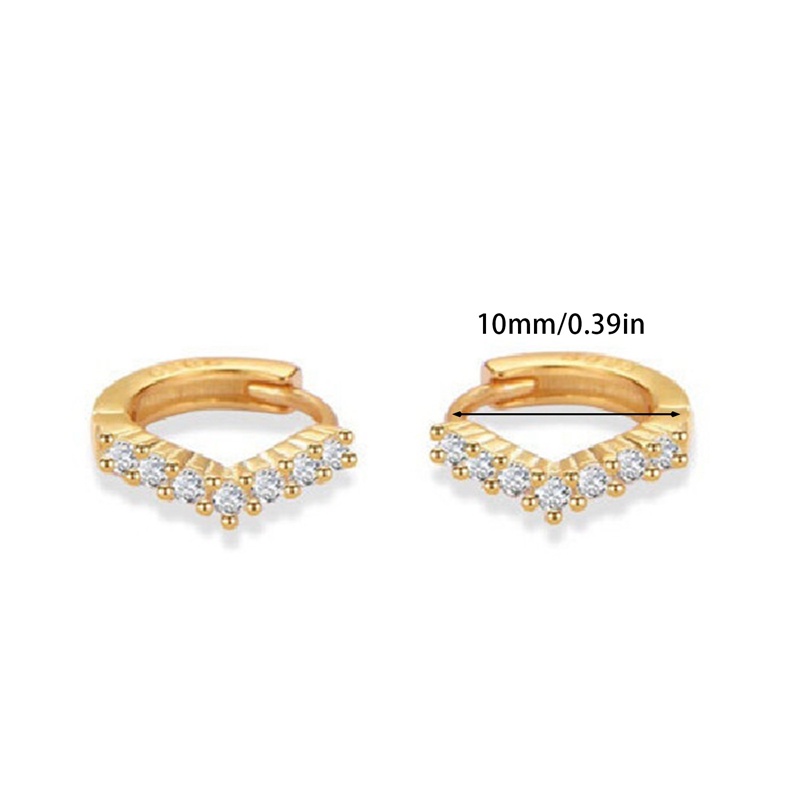 Anting Bulat Mini Lapis Emas 14K Dengan Batu Zircon Kubik Untuk Wanita