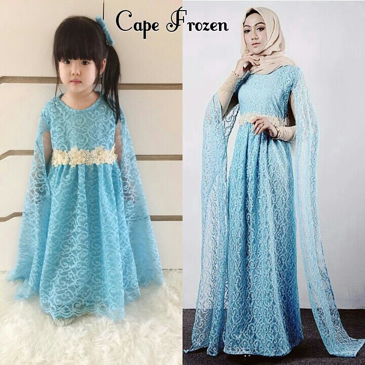 DRESS CAPE FROZEN/Gamis Anak dan Dewasa/Dress Brokat/Dress Kekinian/Gamis Murah/Gamis Terbaru