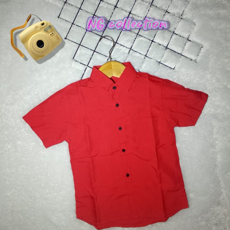 NAGHAI-Kemeja Pendek Anak Laki-Laki Kemeja Pendek Polos Anak Umur 1-10Tahun Kemeja Pendek Anak Bahan Cutton Warna Polos