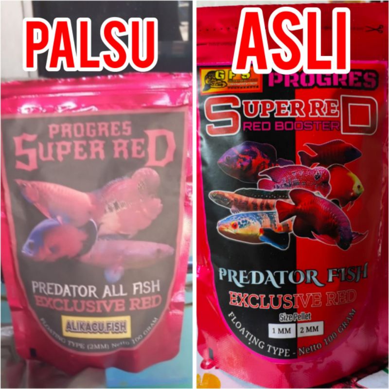 Pelet ikan predator PROGRES SUPER RED/kemasan 100 gram