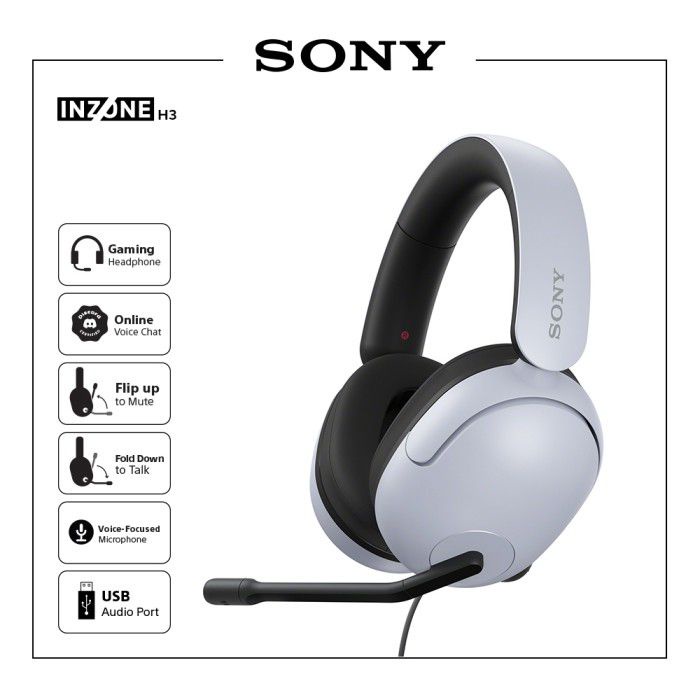 Sony INZONE H3 Headphone Gamid Wired - Garansi Resmi Sony Indonesia 1 Tahun