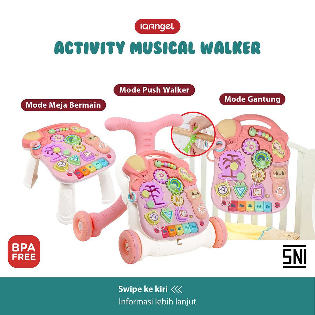 IQAngel X Babiesfirst Activity Musical Walker 3in1 / Mainan Dorongan Bayi (Tersedia Varian Warna)