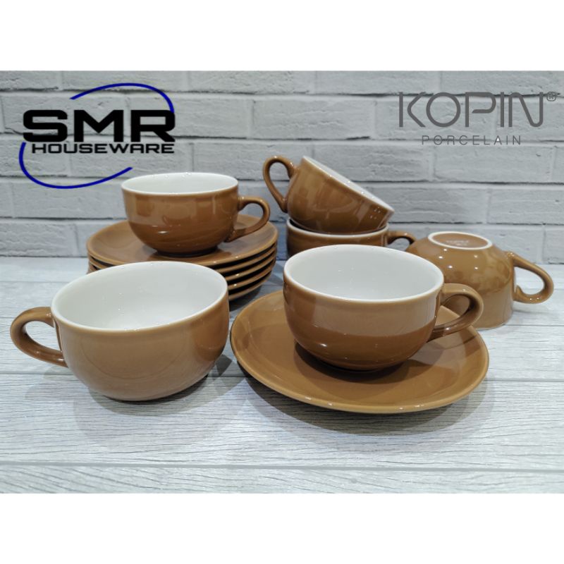 BRESCIA COFFEE CUP CAPPUCINO CUP PORCELAIN CANGKIR KOPI SUSU KOPIN - COKLAT