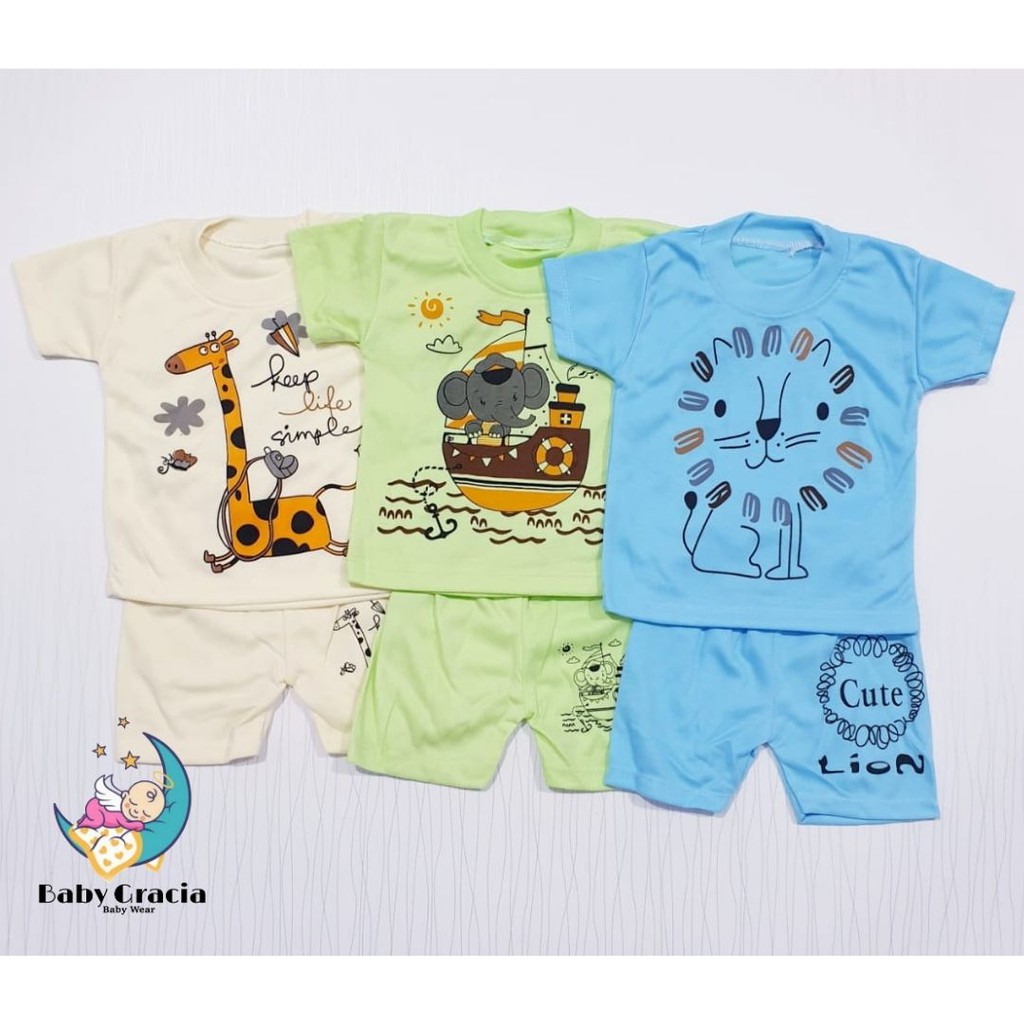 paket hemat 3 pasang setelan anak motif bagus sablon