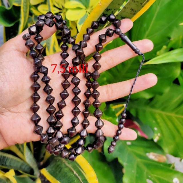 Tasbih 99 kokka kaukah wajik polos 7,5 mm hitam