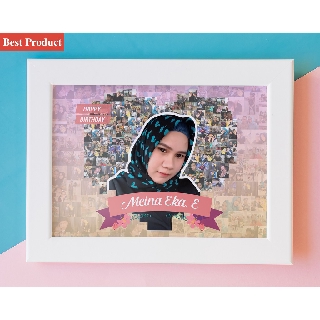  Desain Foto Mozaik  cetak bingkai 21x30 cm kado ultah 