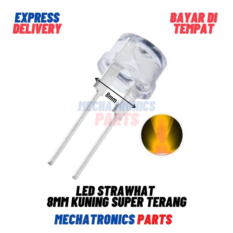 LED STRAWHAT 8MM PENDEK YELLOW