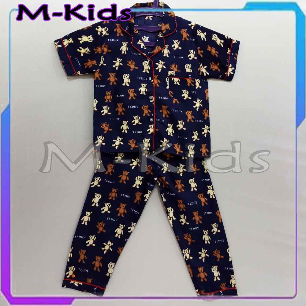 MKids88 - Baju Tidur Setelan PIYAMA Anak Katun CP Motif Teddy Bear
