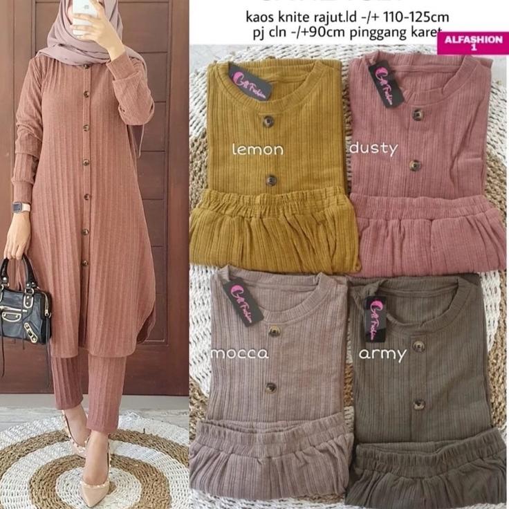 Best Seller.. SAVILA TOP SET RAJUT / SET KNIT WANITA TERBARU