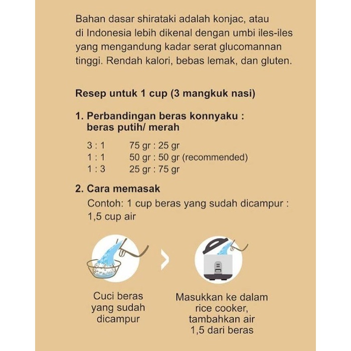 

bg20t01r Shirataki Wet Konnyaku Rice 200 Gram / Beras Diet Konyaku Basah Sv012Ss