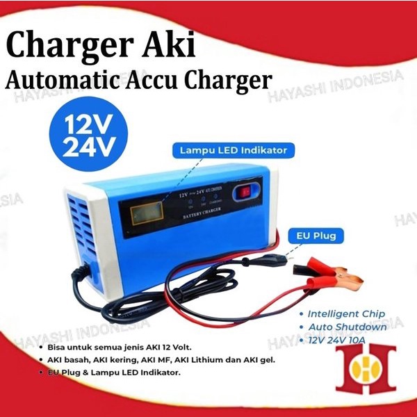 Alat Cas Charger Aki Accu Kering Basah 6V 12V 24V 2A 6A Motor Mobil