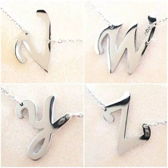 Kalung inisial huruf A-Z Titanium anti karat/kalung alfabet wanita/kalung wanita titanium