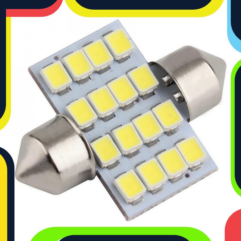 Bayar Ditempat Lukstar Lampu Mobil LED Super White 31mm Festoon 16 SMD 1210 2 PCS