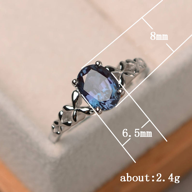 Cincin Bahan 925 Silver Aksen Zircon Warna Biru Untuk Perhiasan