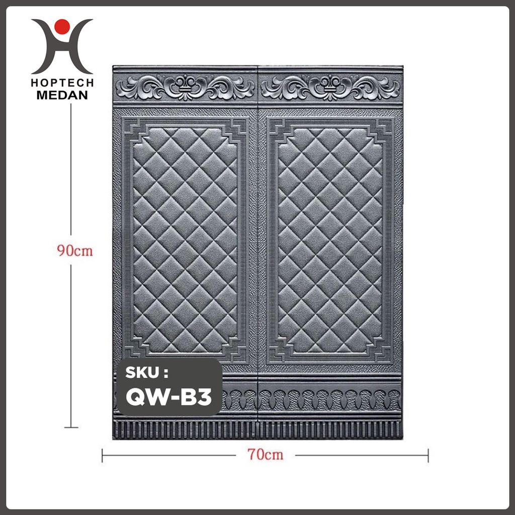 Wallpaper 3D FOAM / Wallfoam Dinding 3D Motif PINTU JATI 70X90 CM-QW-B3 ABU
