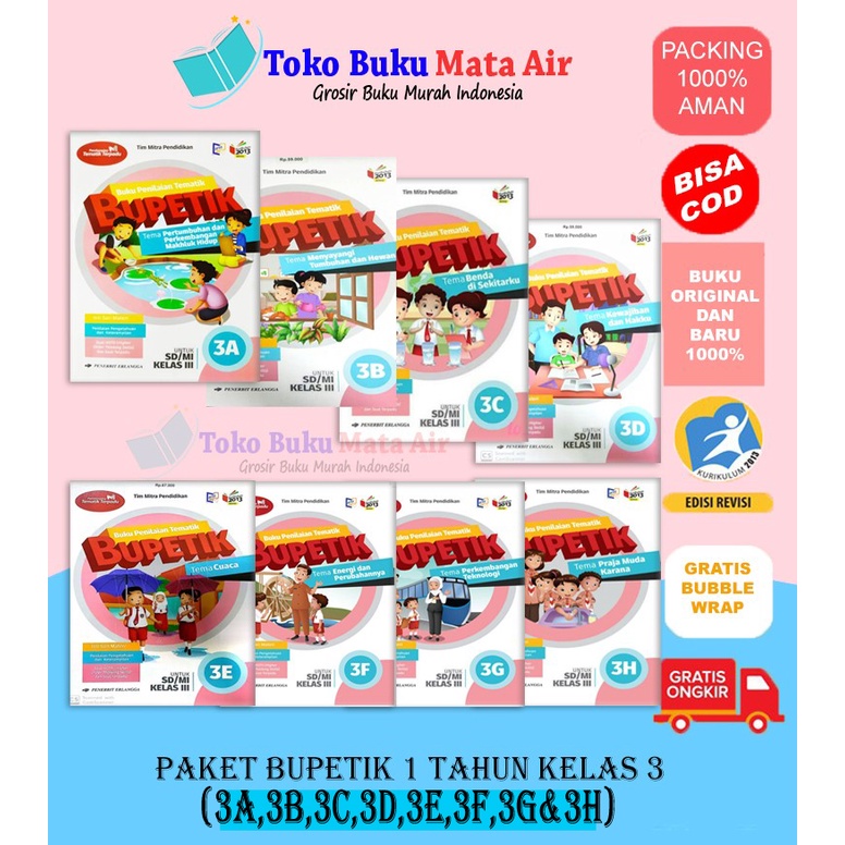 BEST SELLER ORIGINAL PAKET SATUAN BUPETIK KELAS III SD/MI K13N BUPETIK 3A-3H ERLANGGA