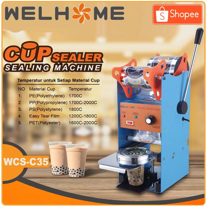 Mesin Cup Sealer WELHOME C-35 Press Plastik Gelas Sealing Machine KUAT KOKOH