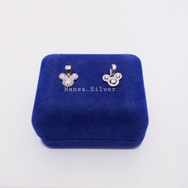 Liontin Perak Asli Silver 925 Lapis Emas Putih Model Mickey Mouse