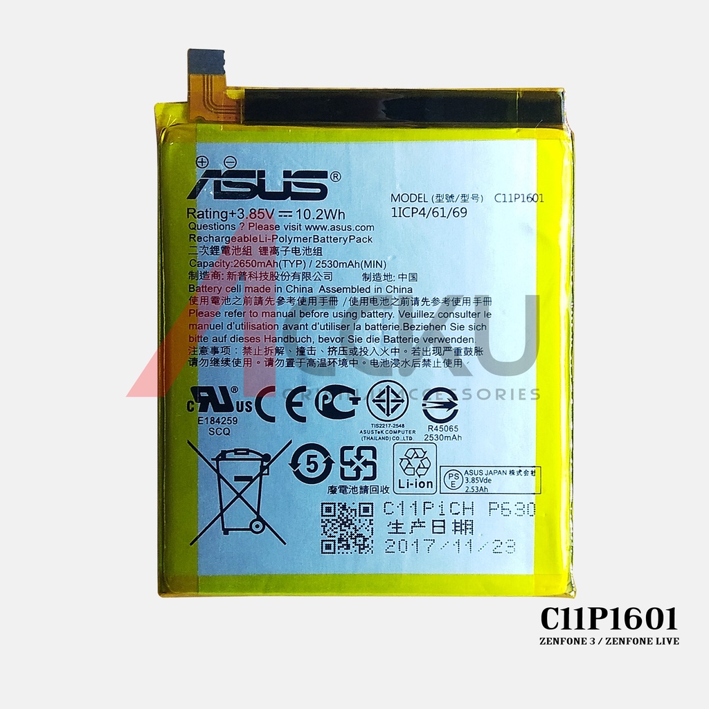 [C11P1601] Baterai Original Asus Zenfone Live ZE501KL A007 Batre Batrai Battery Hp