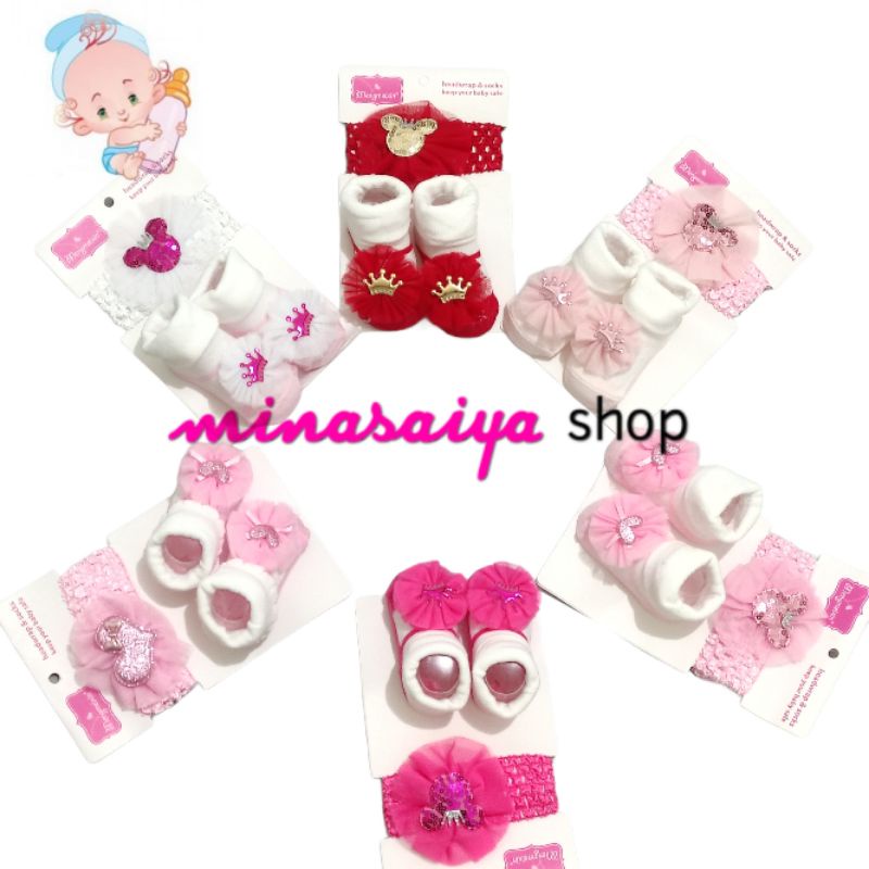 Bandana Bayi dan Kaos Kaki Bayi Perempuan Set 2 in 1