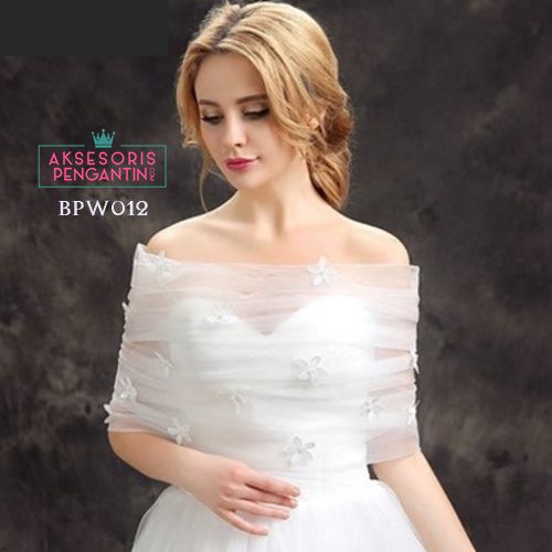 [STOK TERBATAS] ASESORIS PENGANTIN BOLERO PENGANTIN RENDA LACE PUTIH BPW012