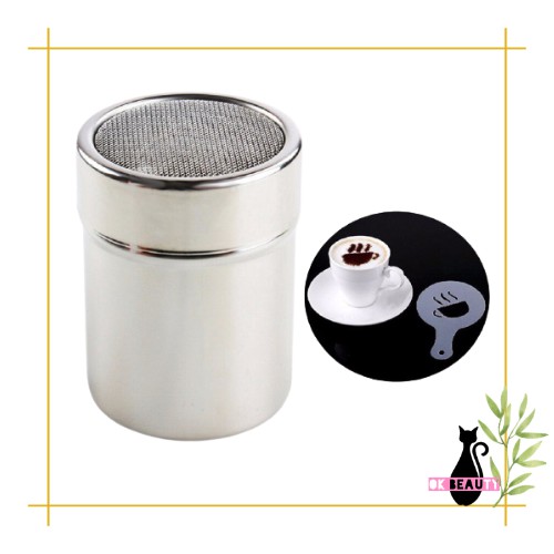 TEMPAT PENABUR BUBUK KOPI COKLAT LADA STENSIL STAINLESS STEEL SERBAGUNA LATTE ART BUMBU