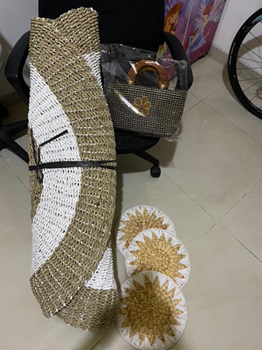 Plismate Enceng Sulam Rajut Bintang/walldecor Dia 28cm