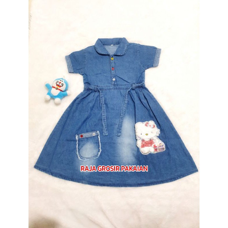 Dress Anak Jeans Kerah Boneka Estimasi Usia 4-9Thn