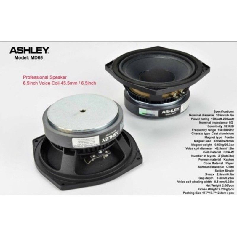 Speaker Component Ashley MD65 Original MD 65 6 inch terbaik miniature
