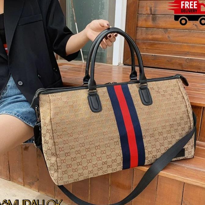 TRAVEL BAG TAS SELEMPANG GUCCI TRAVEL BAG MUDIK KANVAS BESAR JUMBO BAJU LIBURAN