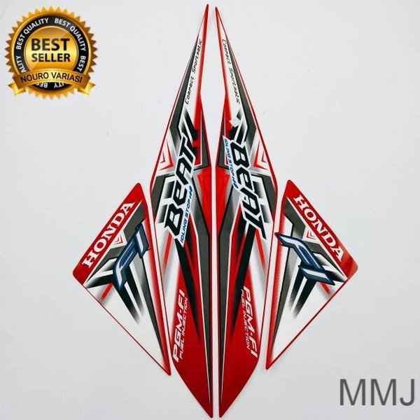 Sticker striping honda beat fi 2015 merah idling stop ready stock