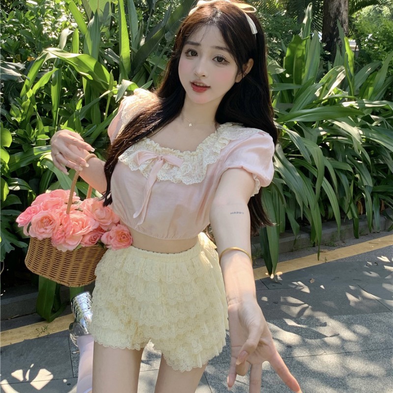 Suhao Cream Cake Celana Kasual High Waist Tipis Retro Mahasiswa Hot Pants Lurus Celana Pendek Musim Panas Wanita Kecil Gaya Baru